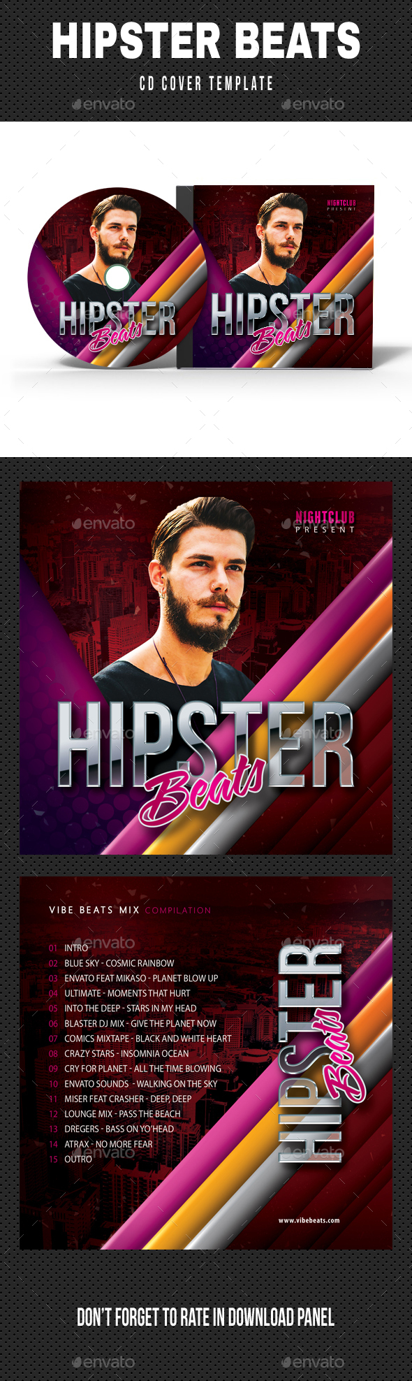 Hipster Beats Music CD Cover - CD & DVD Artwork Print Templates