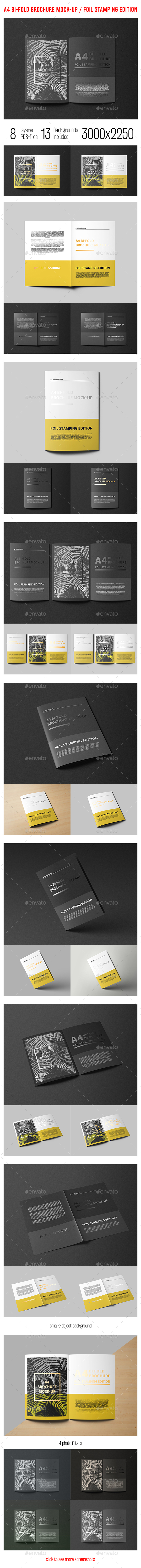A4 Bi-Fold Brochure Mock-Up Foil Stamping Edition - Brochures Print