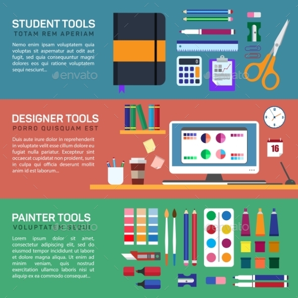Painter and Designer Tools in Workspace - Web Elements Vectors