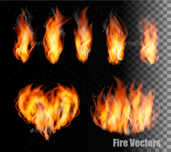 Fire on Transparent Background Vector - Organic Objects Objects