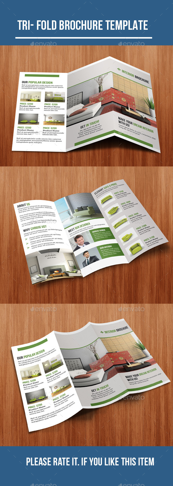 Interior Tri- Fold Brochure Template - Corporate Brochures
