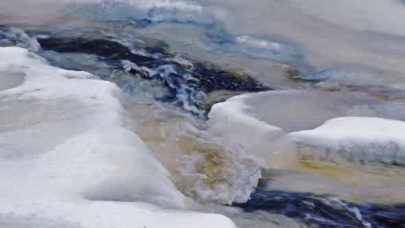 River Stream with Floating Ice 