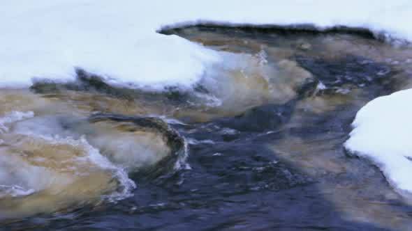 River Stream with Floating Ice
