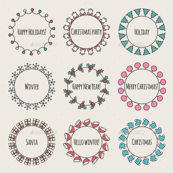 Set Of 2016 Christmas Season Hand Drawn Vector - Christmas Seasons/Holidays