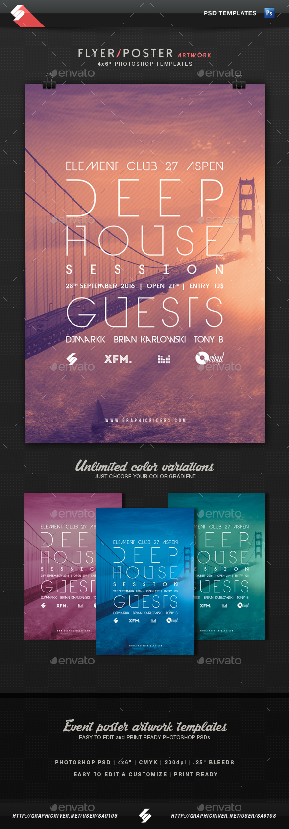 Deep House Session 6 - Party Flyer Template - Clubs & Parties Events