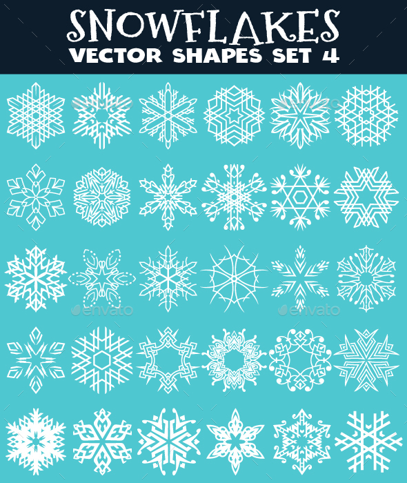 Decorative Snowflakes Vector Shapes Set 4 Decorative Snowflakes Vector Shapes Set 4