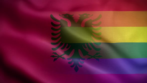 LGBT Albania Flag Loop Background 4K alt