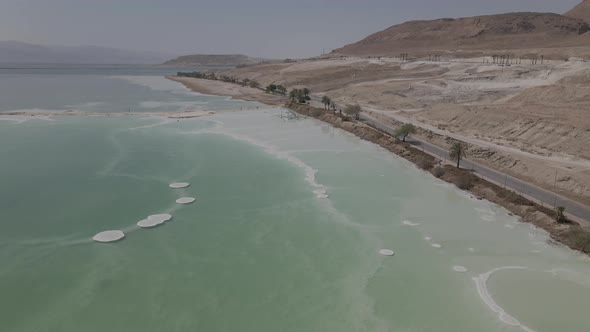 Salt Crystals on the Surface of Dead Sea Israel Aerial View of Israel's Dead Sea