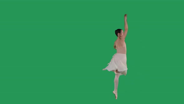 Elegant Ballerina Dancing Classical Ballet on Green Screen alt
