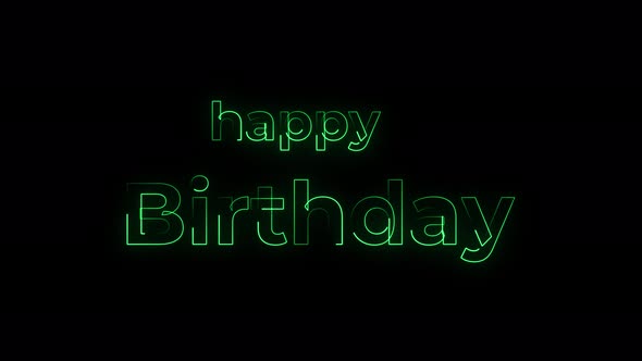Neon animation seamless Happy Birthday. 4K video background.