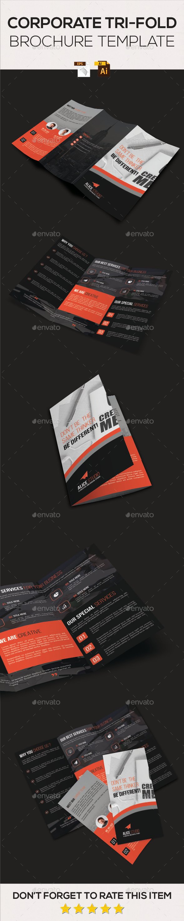 Corporate Tri-Fold Brochure Template - Corporate Brochures