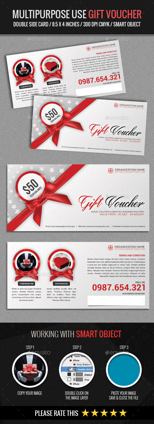 Multipurpose Use Gift Voucher Template - Loyalty Cards Cards & Invites