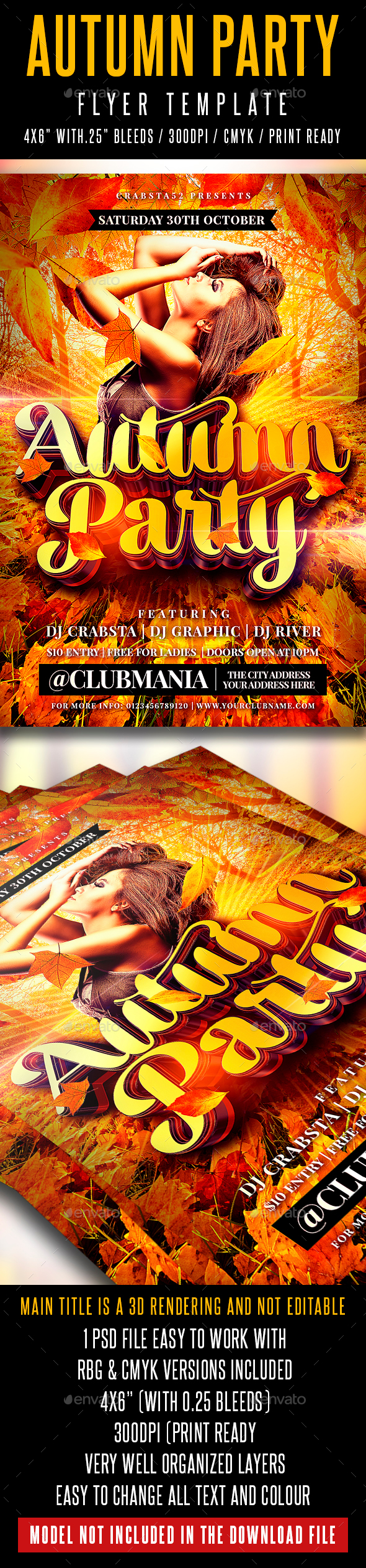 Autumn Party Flyer Template - Flyers Print Templates