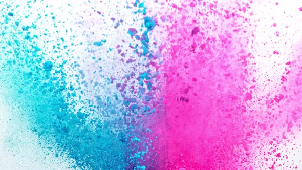 Super Slow Motion Shot of Color Powder Explosion Isolated on White Background at 1000Fps alt