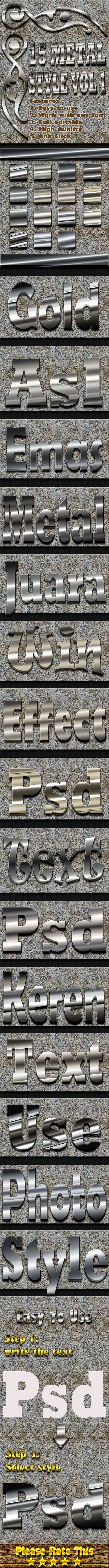 15 Metal Text Effect Style Vol 1 - Styles Photoshop