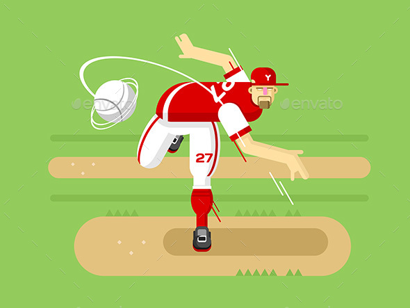 Baseball Player Cartoon Character - Sports/Activity Conceptual