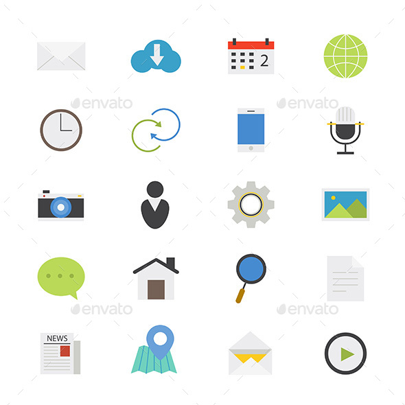 Internet Web and Mobile Flat Icons Color Internet Web and Mobile Flat Icons Color