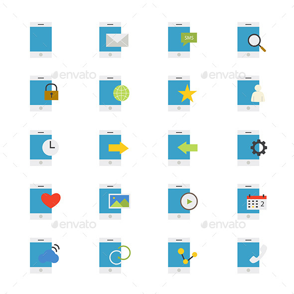 Mobile Phone Device Flat Icons Color Mobile Phone Device Flat Icons Color