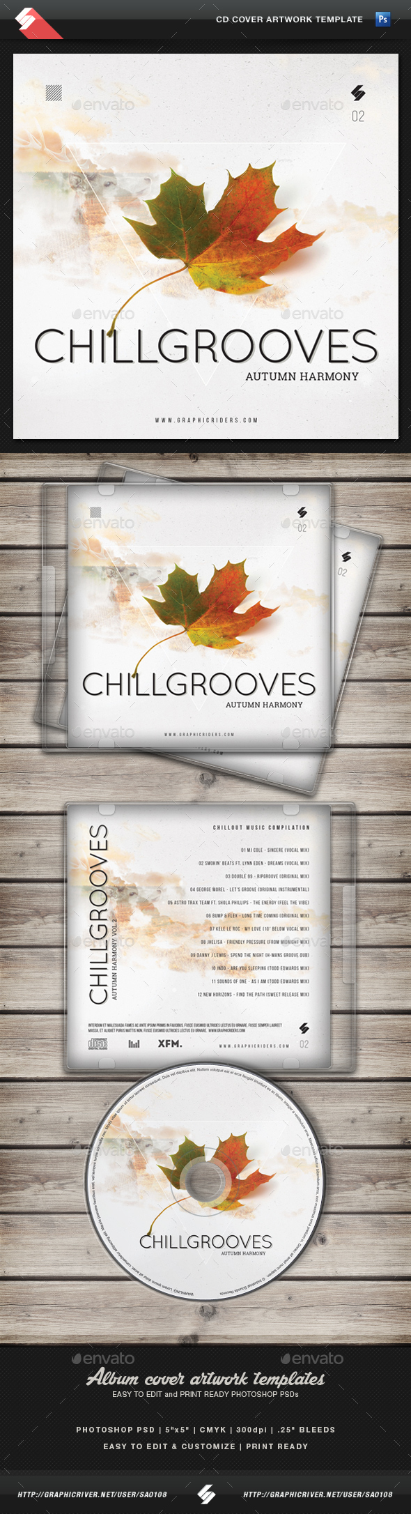 Chill Grooves 2 - CD Cover Artwork Template - CD & DVD Artwork Print Templates