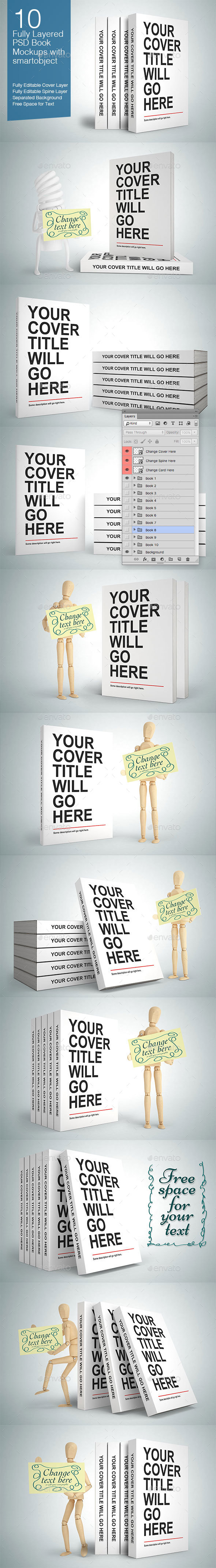 Book Mock-ups - 10 Poses - Books Print