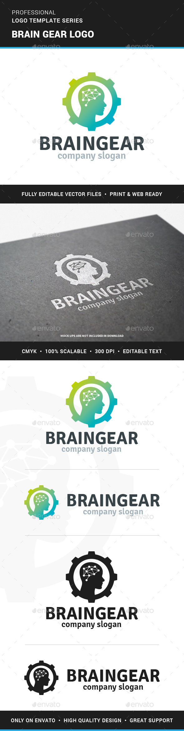 Brain Gear Logo Template - Humans Logo Templates