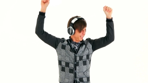 Young Man In Headphones Dancing