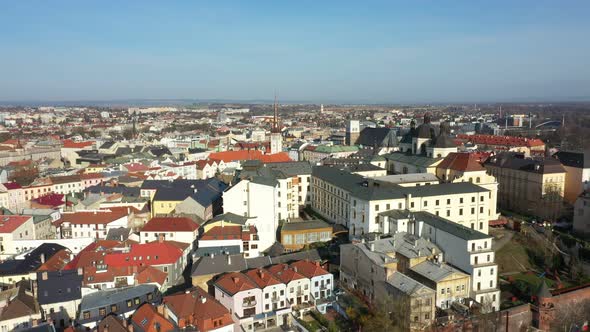 Historical Aerial City Olomouc Drone Aerial Video Shot View Panorama From the Tower of the Gothic