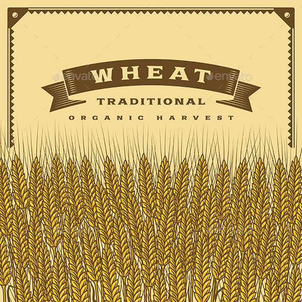 Retro Wheat Harvest Card - Food Objects