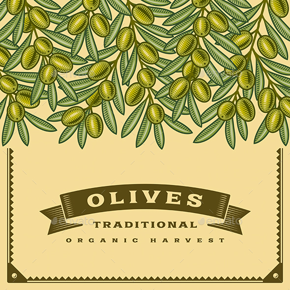 Retro Olive Harvest Card - Food Objects
