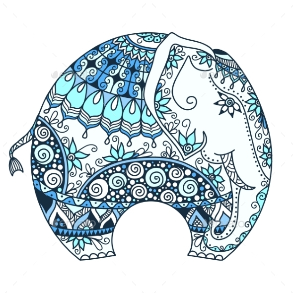 Vector Blue Decorated Indian Elephant Vector Blue Decorated Indian Elephant