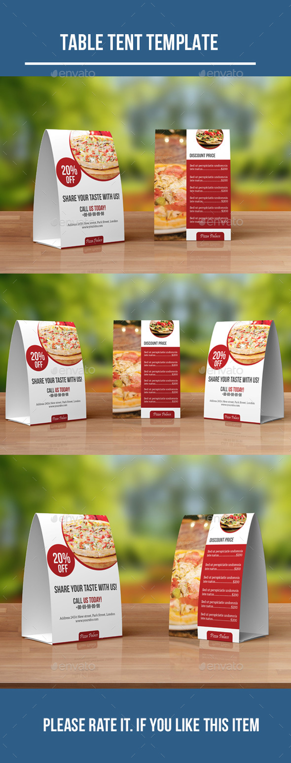 Food Menu Table Tent - Food Menus Print Templates