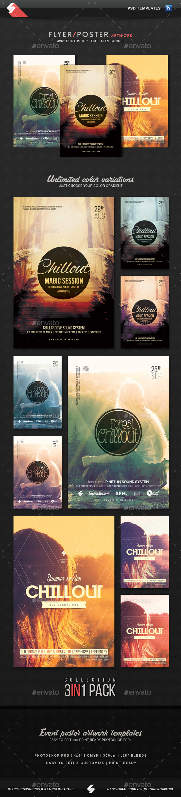 Chillout Collection - Event Flyer Templates Bundle - Clubs & Parties Events