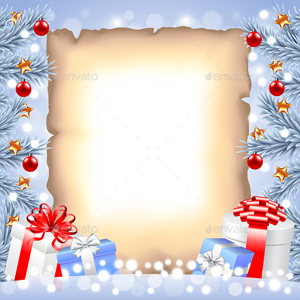 White Christmas Tree Branches, Paper and Gift Box - Christmas Seasons/Holidays