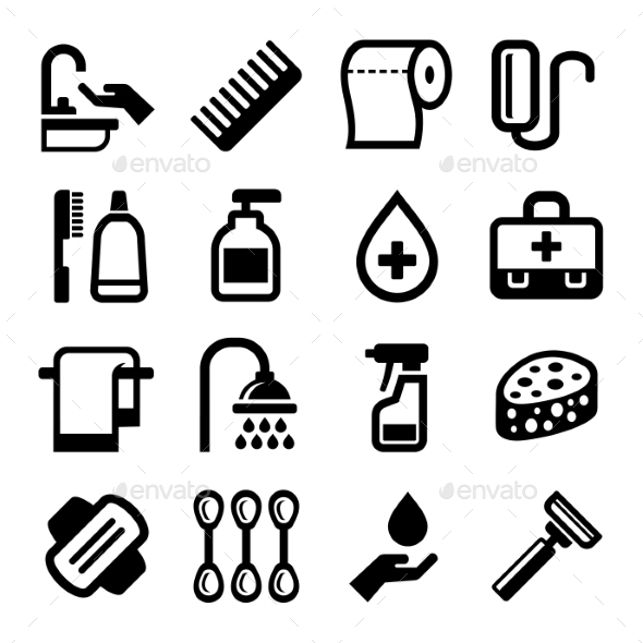 Hygiene Icons Set On White Background. Vector by In-Finity | GraphicRiver