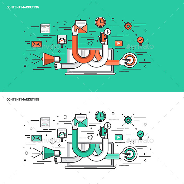Thin Line Flat Design Concept Banners Thin Line Flat Design Concept Banners
