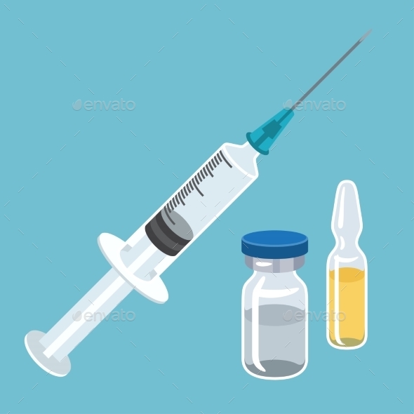 Syringe and Vaccine Set - Health/Medicine Conceptual