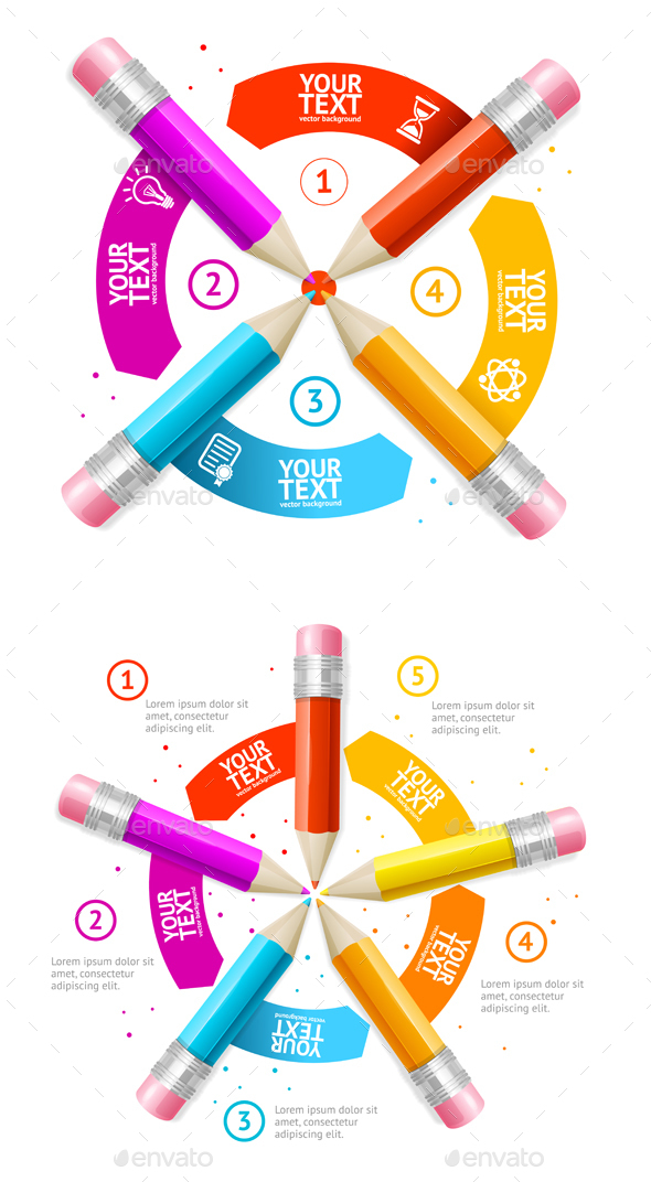 Option Banner Pencil Infographic - Backgrounds Business