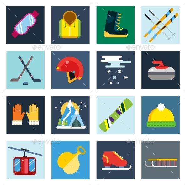 Winter Sport Vector Icons Set - Seasonal Icons