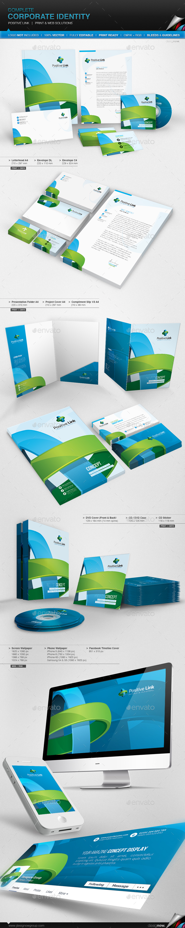 Corporate Identity - Positive Link - Stationery Print Templates