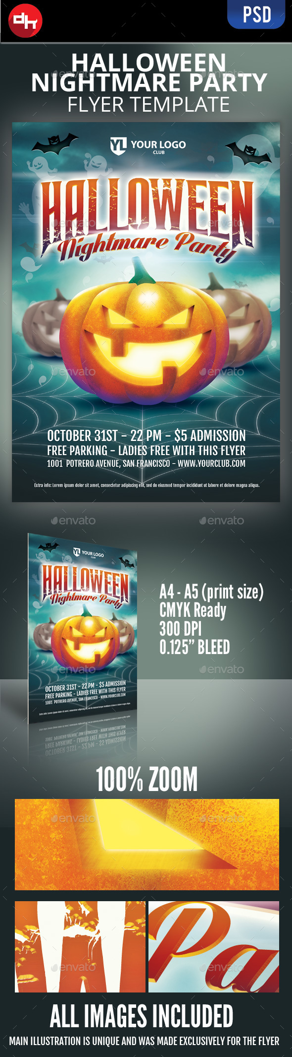 halloween nightmare party by doghead graphicriver potrero night club flyers