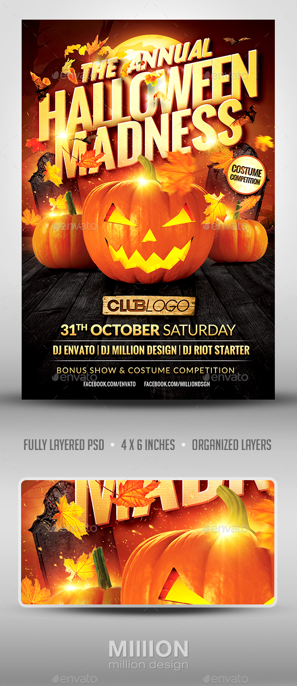 Halloween Madness Flyer Template - Clubs & Parties Events