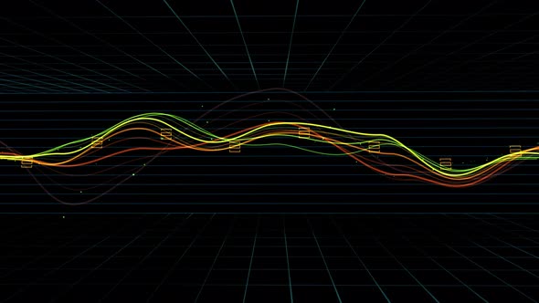 Multiple 3D lines of fluctuating values of data