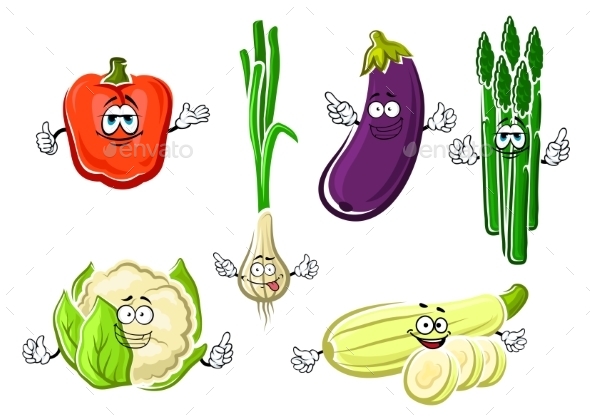 Cartoon Happy Organic Vegetable Characters Cartoon Happy Organic Vegetable Characters