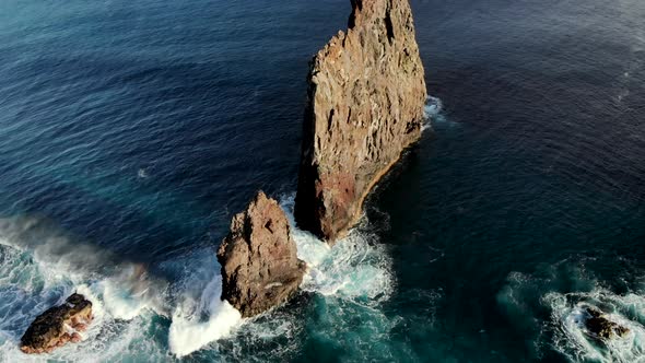 Massive Sea Stack Near Ribeira Da Janela, Madeira Island Portugal