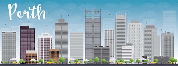 Perth Skyline with Grey Buildings Perth Skyline with Grey Buildings