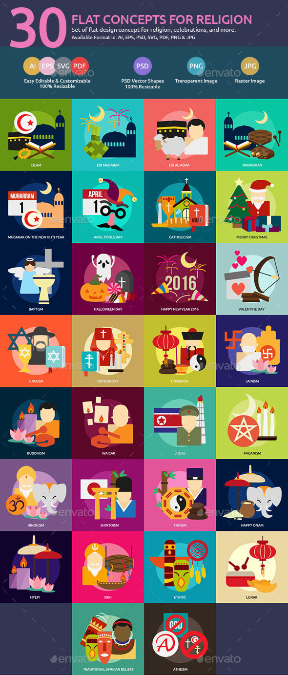 Flat Concepts for Religion & Celebrations Flat Concepts for Religion & Celebrations