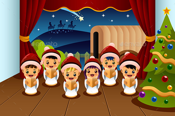 Kids Singing Christmas Carols - Christmas Seasons/Holidays