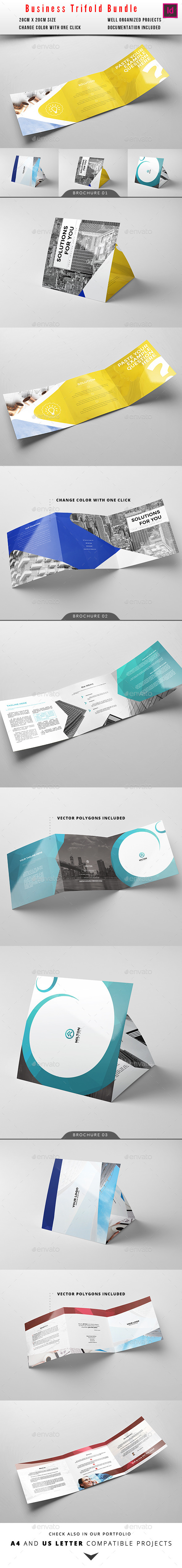 Square Trifold Business Brochure Bundle - Corporate Brochures