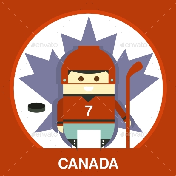 Canadian In Hockey Uniform Vector Illustration Canadian In Hockey Uniform Vector Illustration