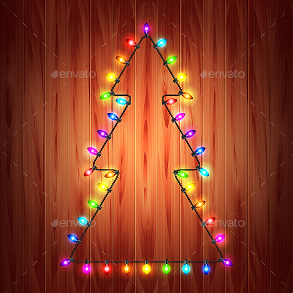Christmas Lights as Fir Tree Holiday Concept - Christmas Seasons/Holidays